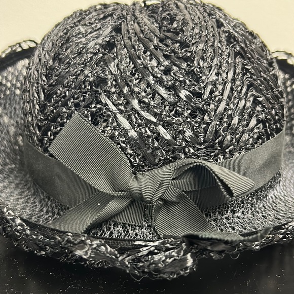 Vintage Church‎ Hat Straw Black with Black Bow main image 9